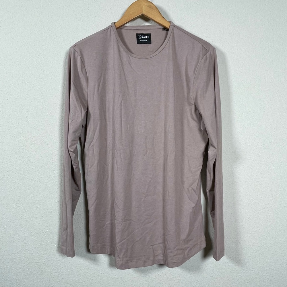 Cuts Curve-Hem Top Women M Mauve Pyca Pro Long Sleeve Crew Neck Excellent Basics
